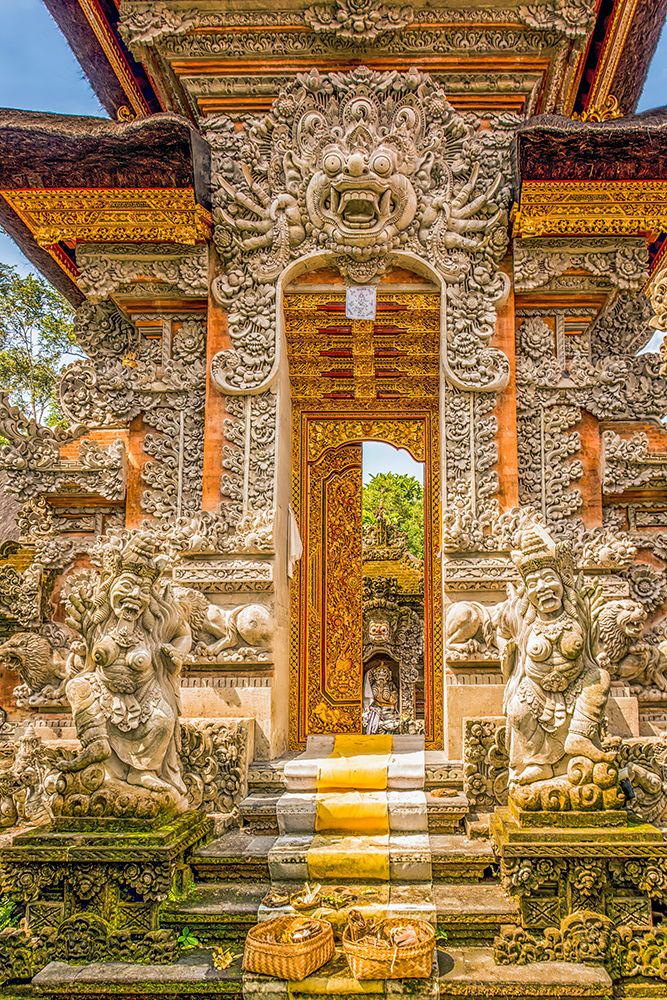 Bali, Indonesia. Carved gates considered to connect the physical world and the spiritual realm.